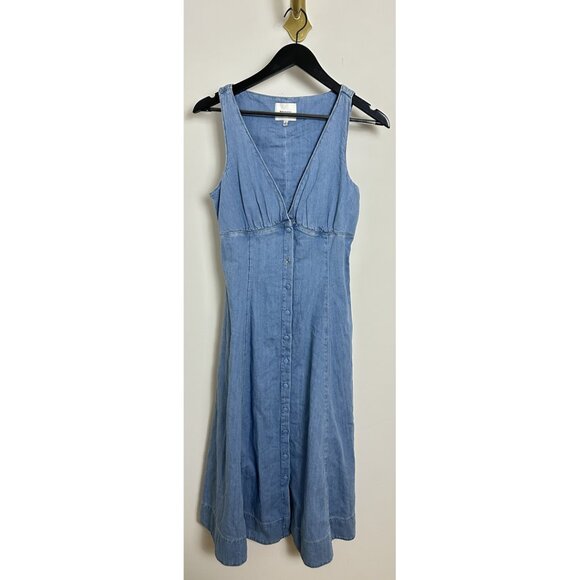 REFORMATION Sebastien Denim Midi Dress in Savannah Size US 6 NWT - Picture 3 of 12